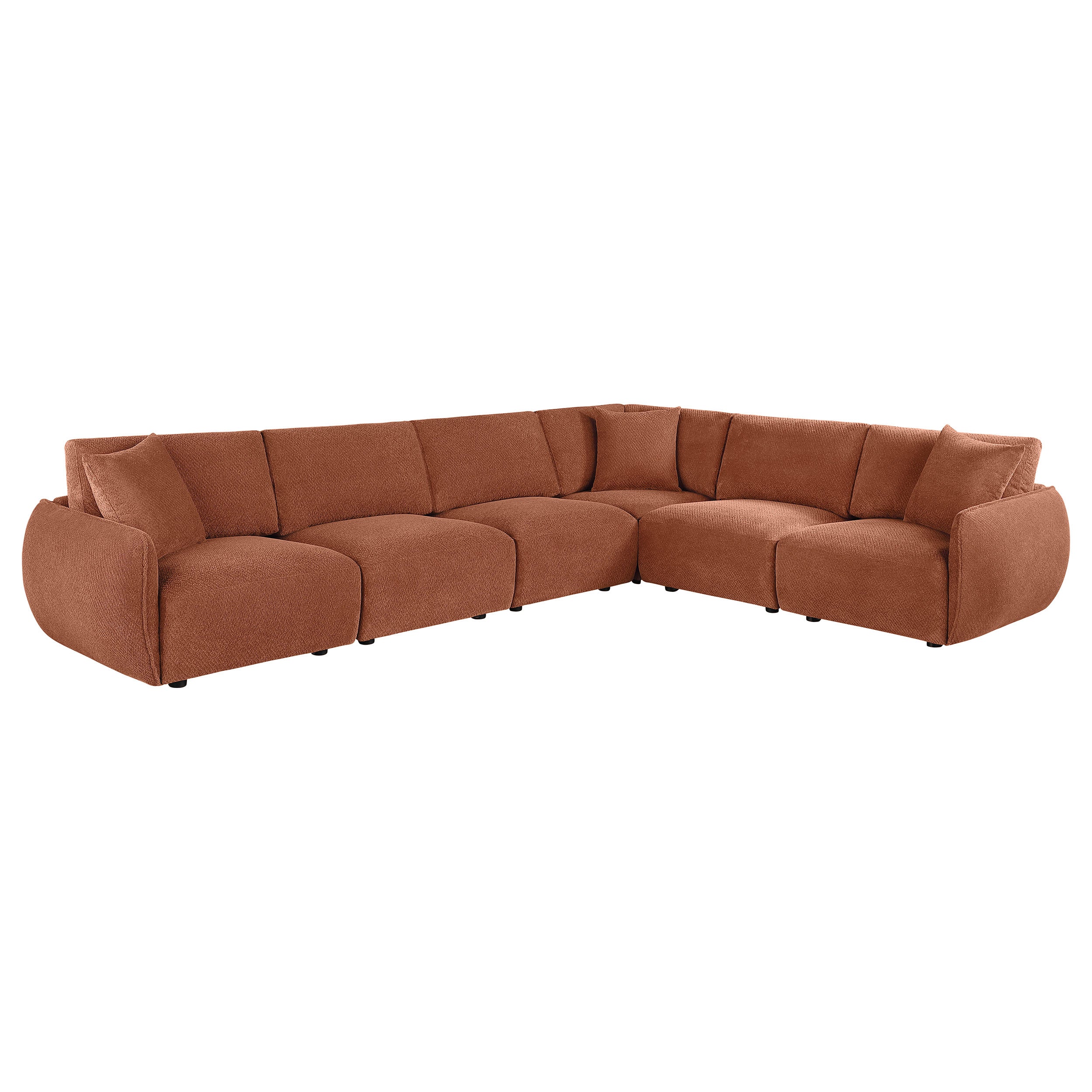 Elysia 6-piece Chenille Upholstered Modular Sectional Sofa Coral-
