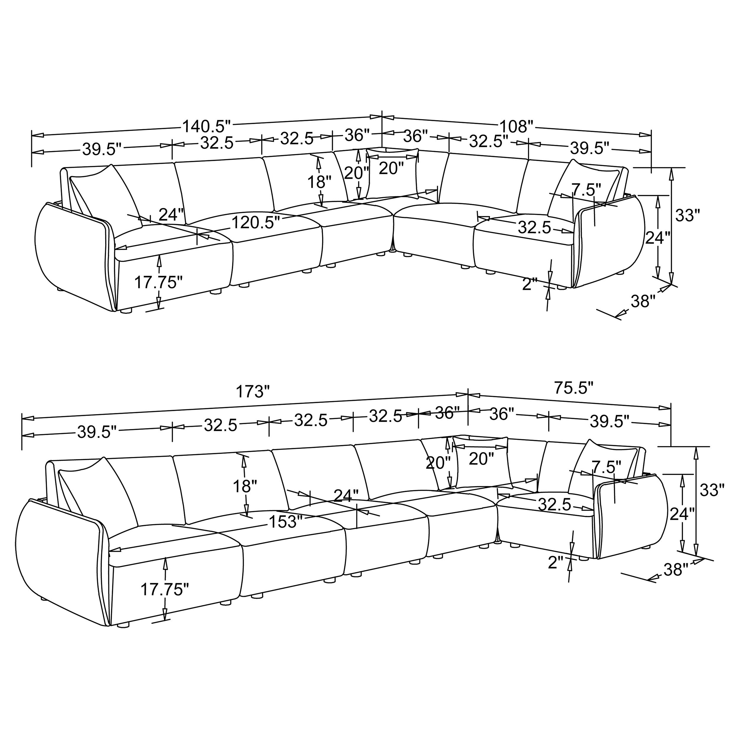 Elysia 6-piece Chenille Upholstered Modular Sectional Sofa Coral-