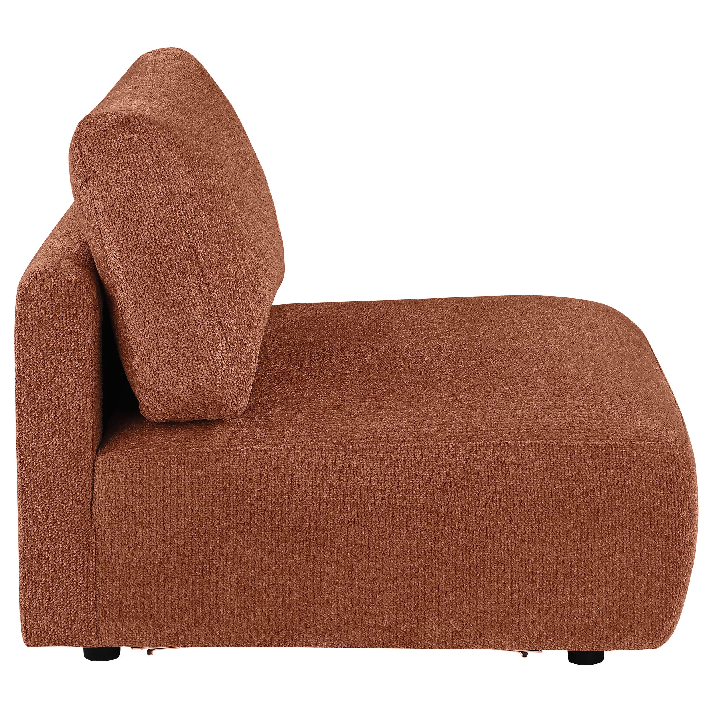 Elysia Chenille Upholstered Modular Armless Chair Coral-