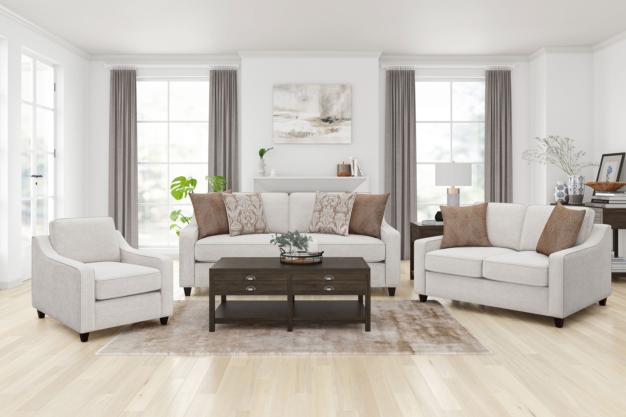 Christine Upholstered Sloped Arm Loveseat Beige-CoasterElevations