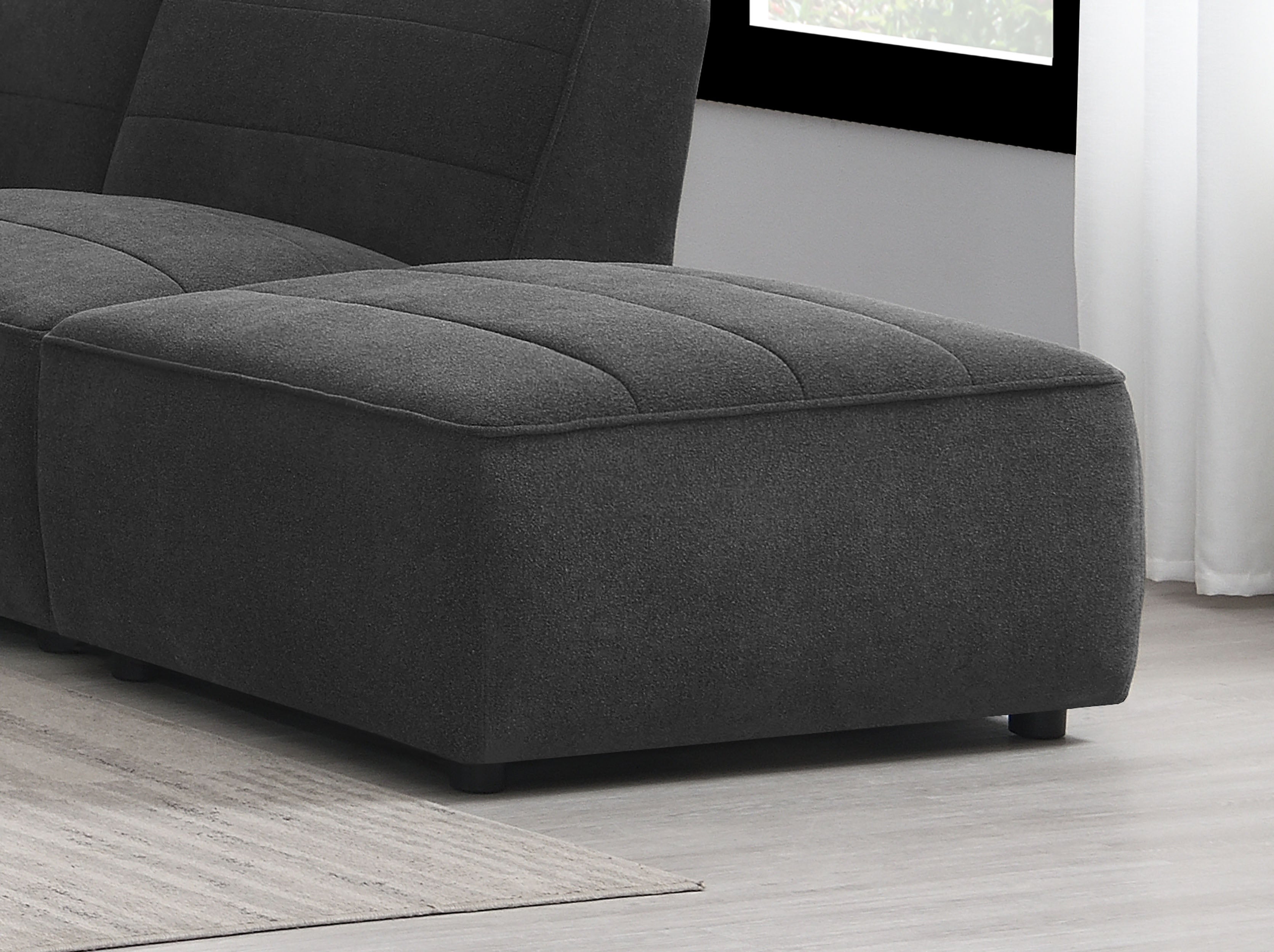 Sunny Square Upholstered Ottoman Dark Charcoal-