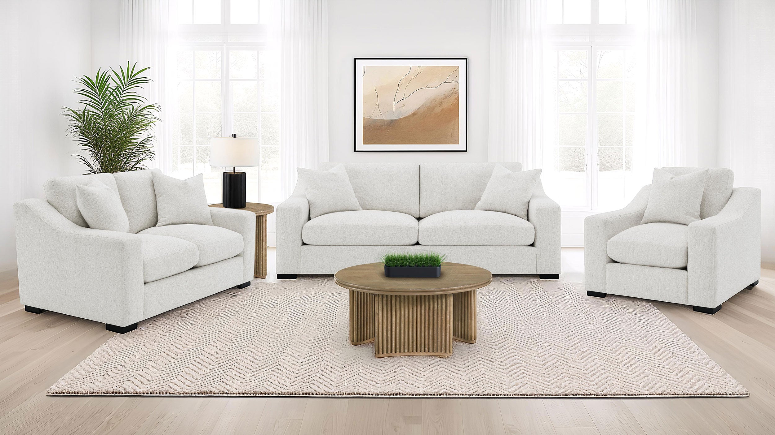 Ashlyn Fabric Upholstered Track Arm Accent Chair Sand-