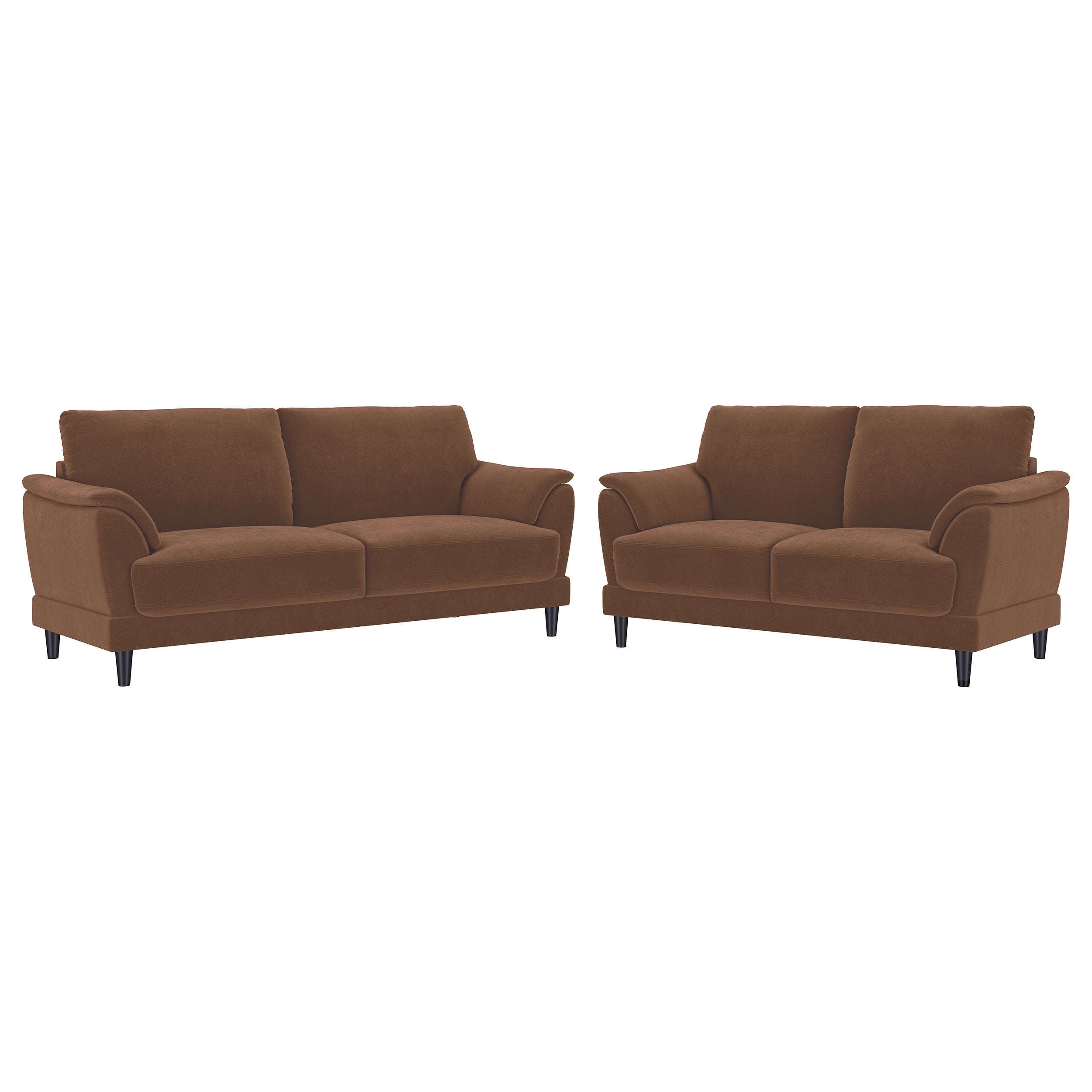 Selma 2-piece Velvet Upholstered Crescent Arm Sofa Set Rust-