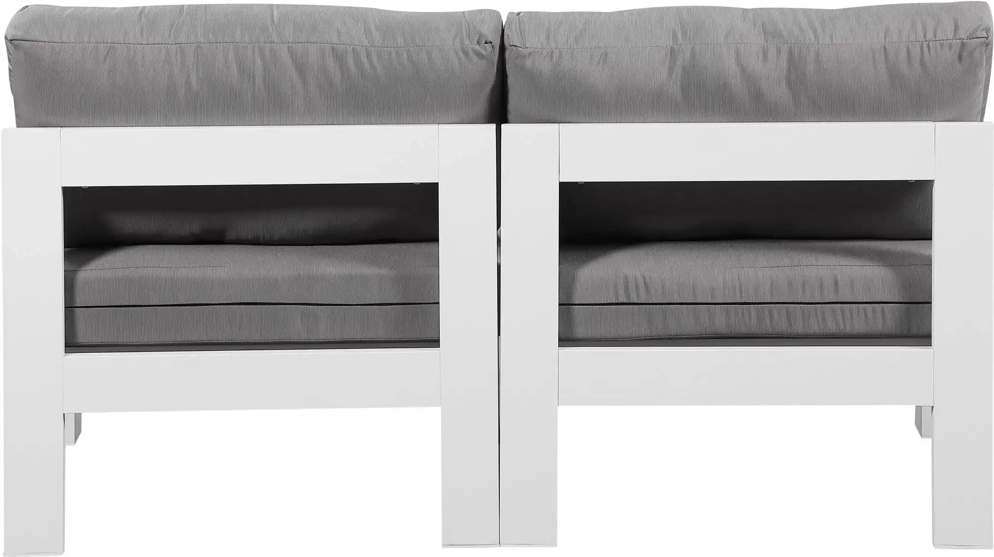 Nizuc - Outdoor Patio 2 Seat Armless Modular Sofa With White Frame