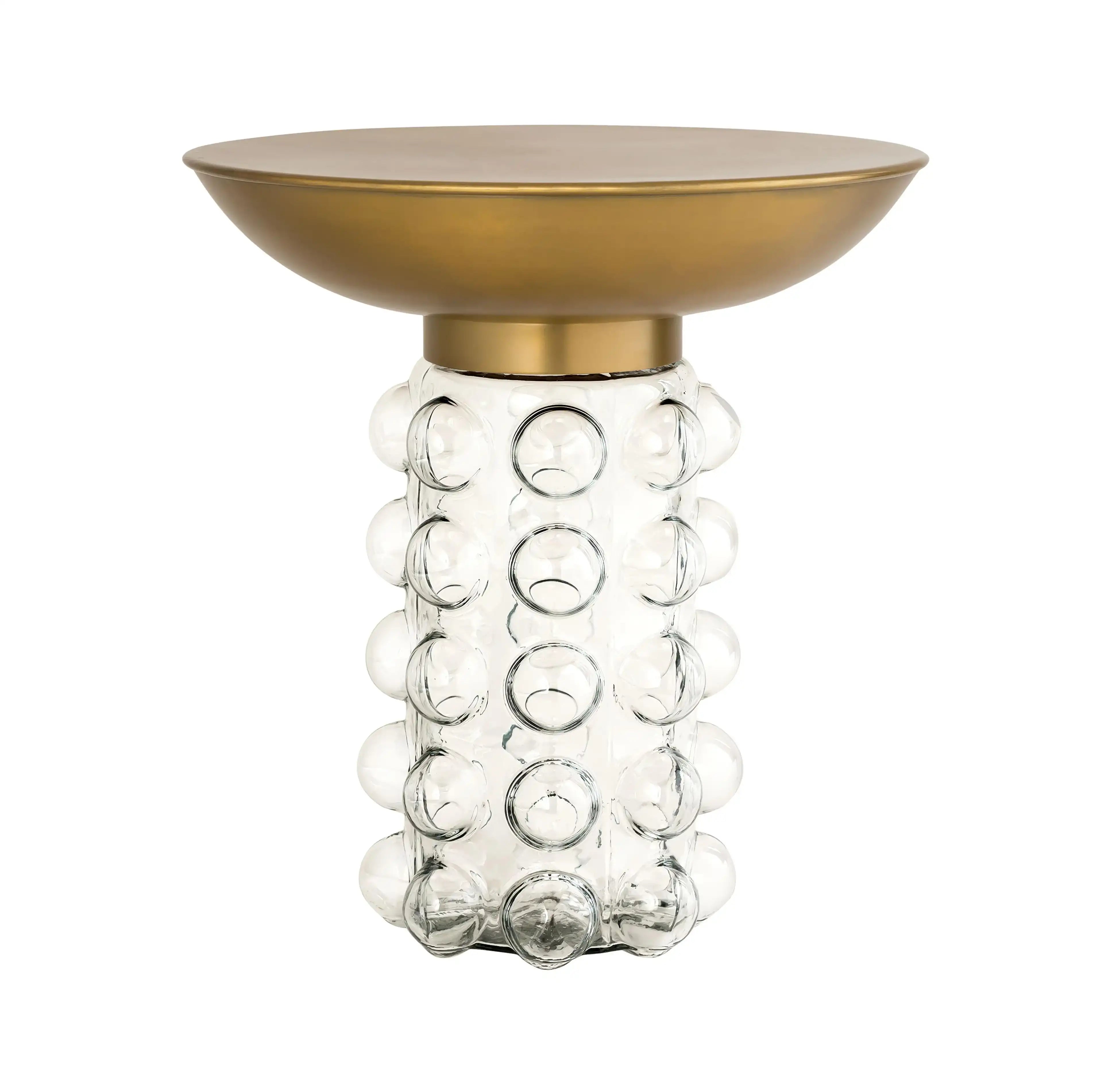 Bubble - Glass / Brass Side Table - Light Brown - Best Buy Furniture
