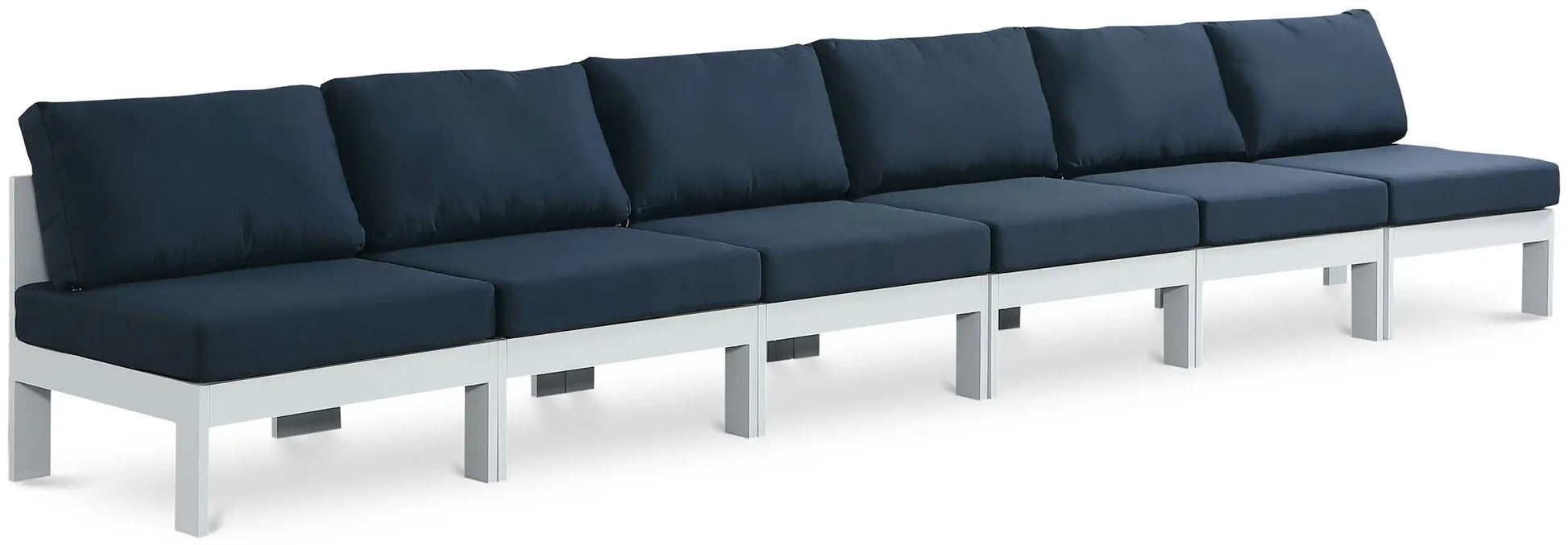 Nizuc - Outdoor Patio 6 Seat Armless Modular Sofa With White Frame - Best Buy Furniture