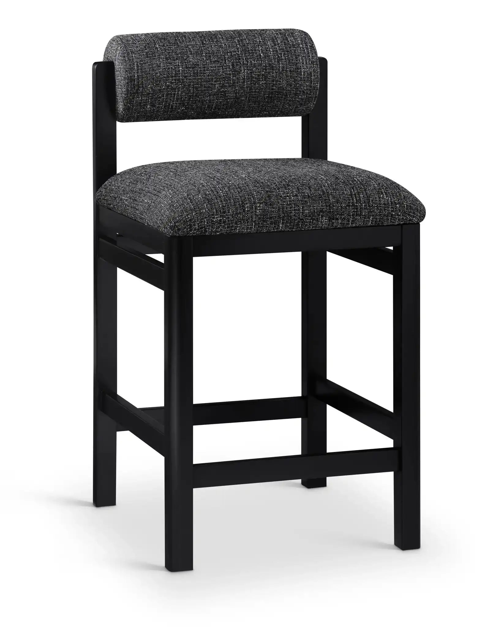 Roundhill - Fabric Counter Stool - Black Frame - Best Buy Furniture