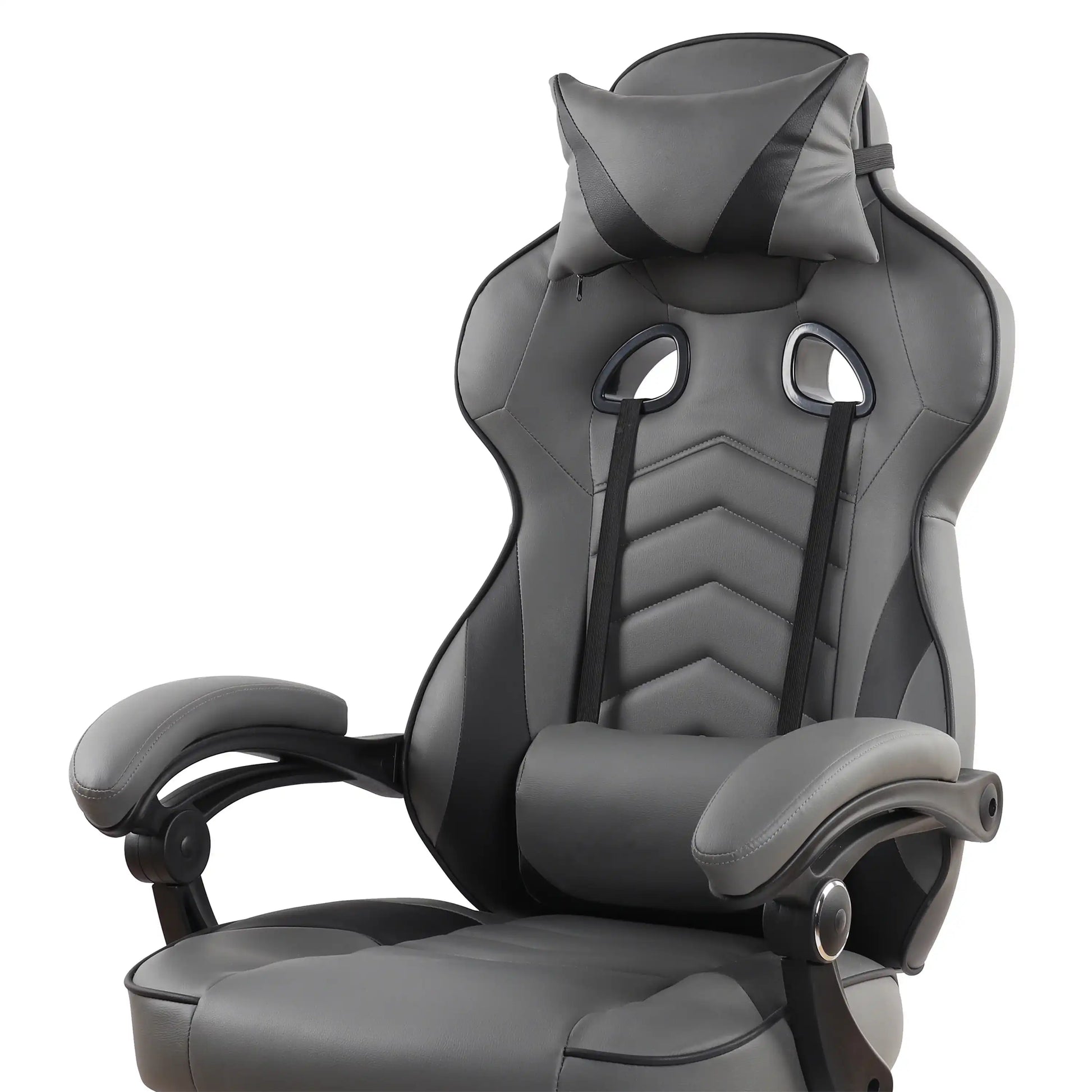 Gaming Racing Style Fully Reclining Executive Office Chair with Footrest, Black & Grey - Best Buy Furniture