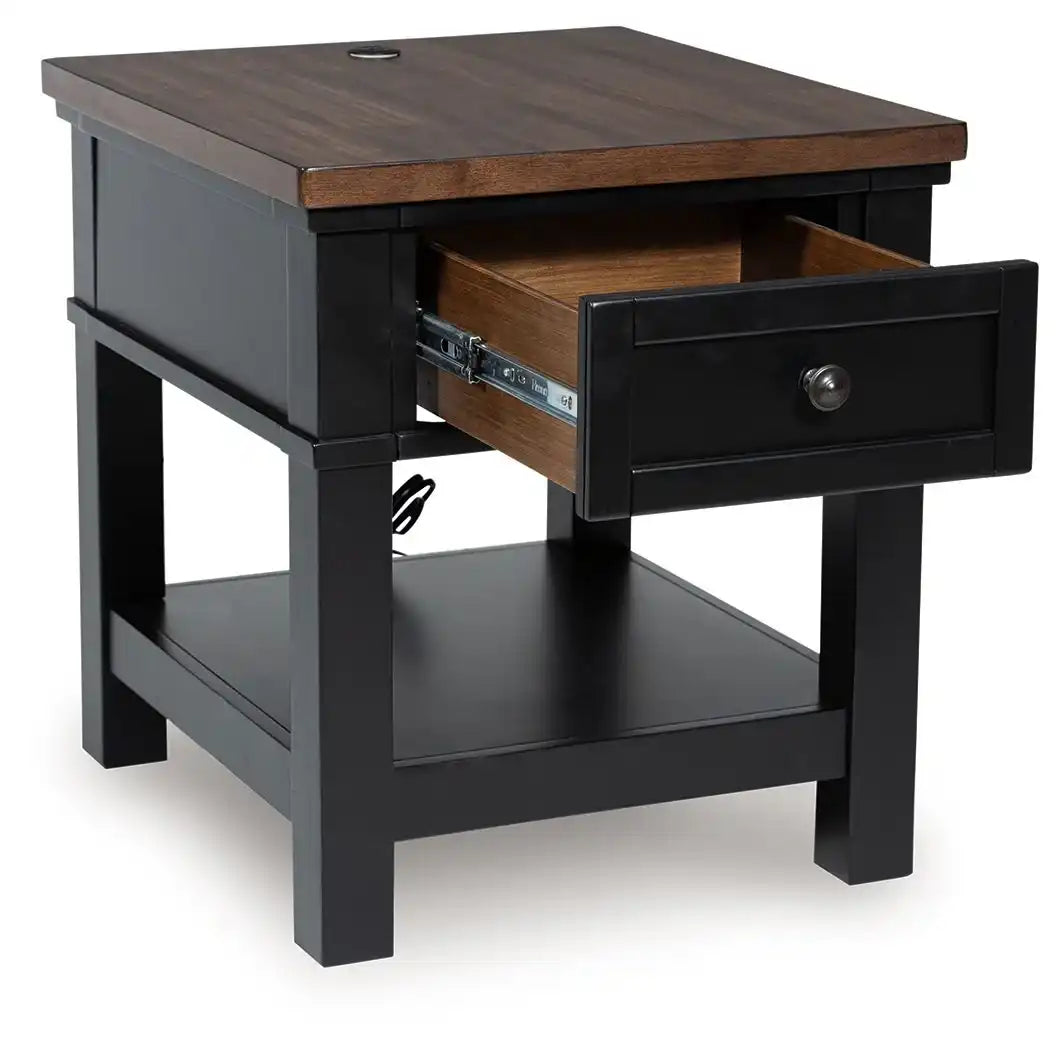 Wildenauer - Rectangular End Table - Brown / Black - Best Buy Furniture