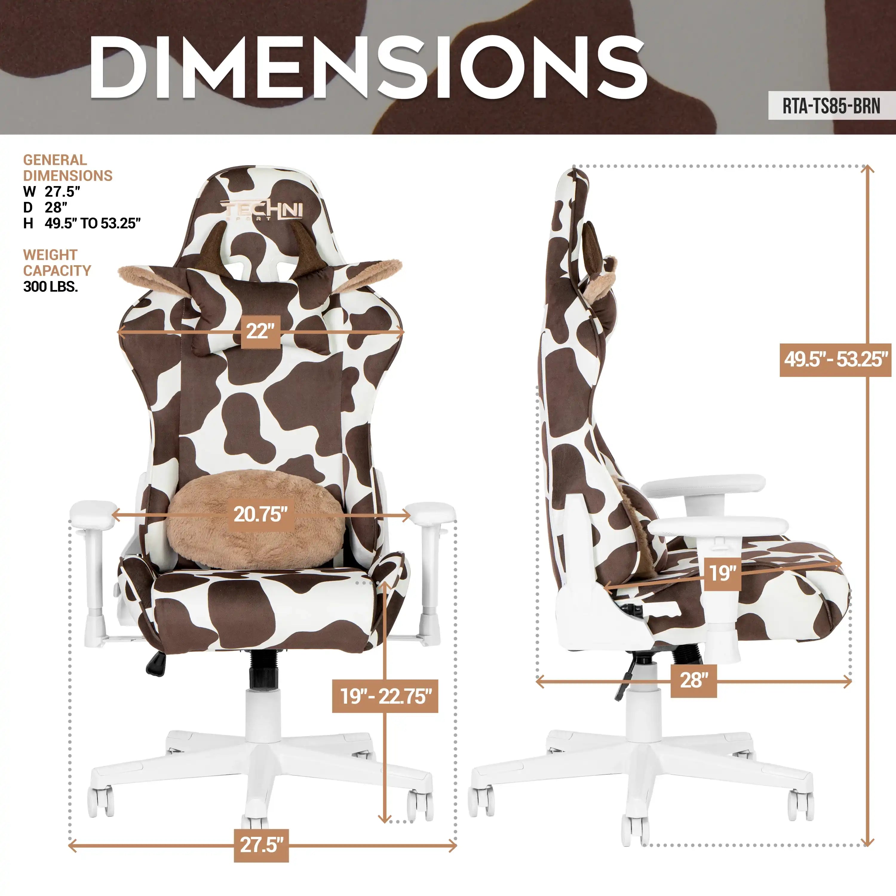 Techni Sport TS85 Brown COW Series Gaming Chair - Best Buy Furniture