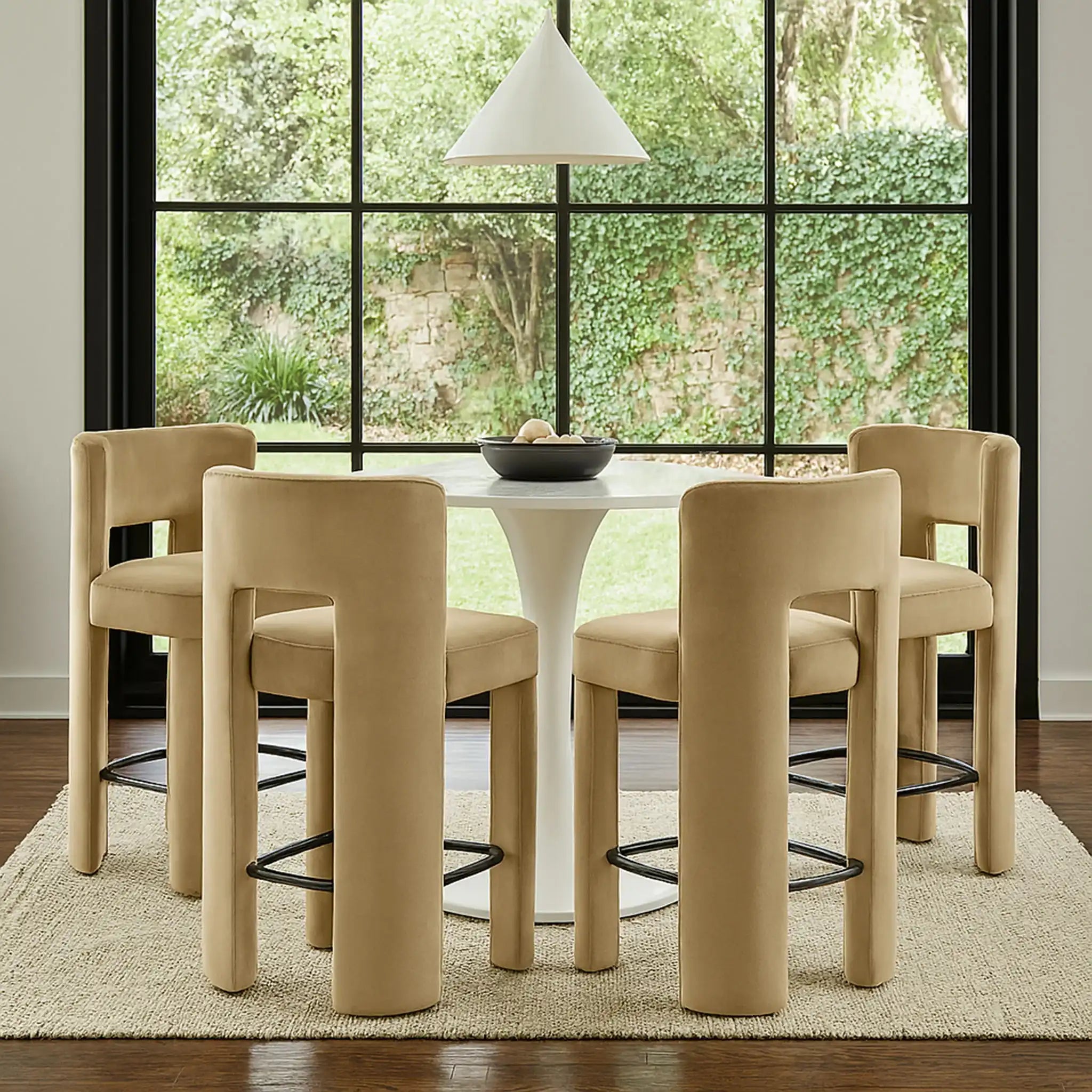 Zuno - Velvet Performance Fabric Upholstered Counter Stool (Set of 2)