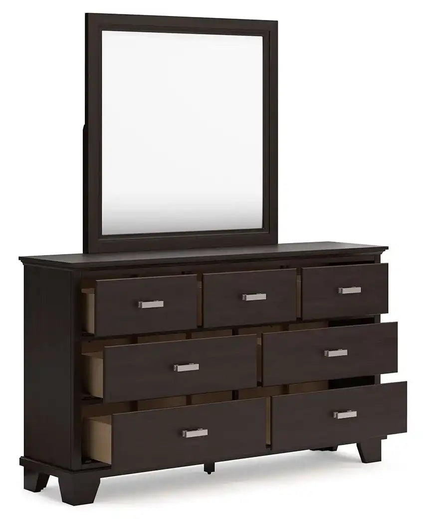Covetown - Dresser And Mirror - Dark Brown - Best Buy Furniture