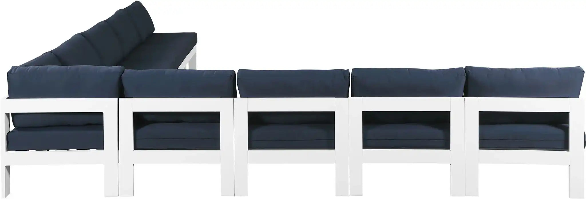 Nizuc - Outdoor Patio 9 Piece Modular Sectional With White Frame