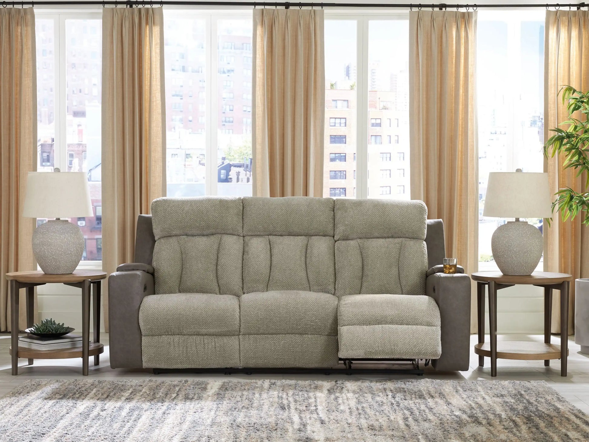 WhipLash - Power Reclining Sofa With Adj Headrest - Sisal - Best Buy Furniture