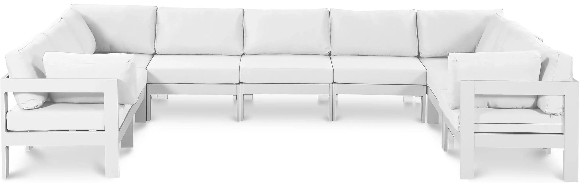 Nizuc - Outdoor Patio 9 Piece Modular Sectional With White Frame - Best Buy Furniture