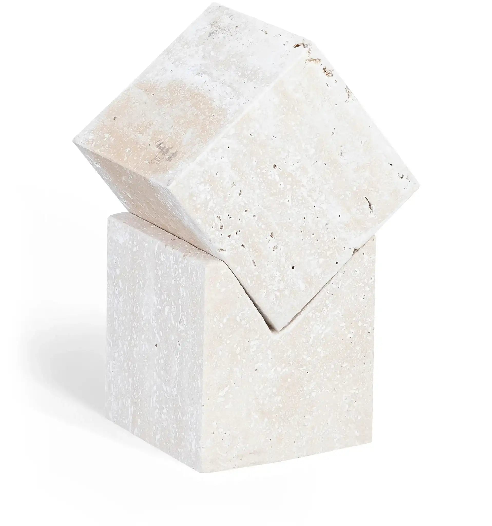Quad - Travertine Decorative Cube - Natural - Best Buy Furniture