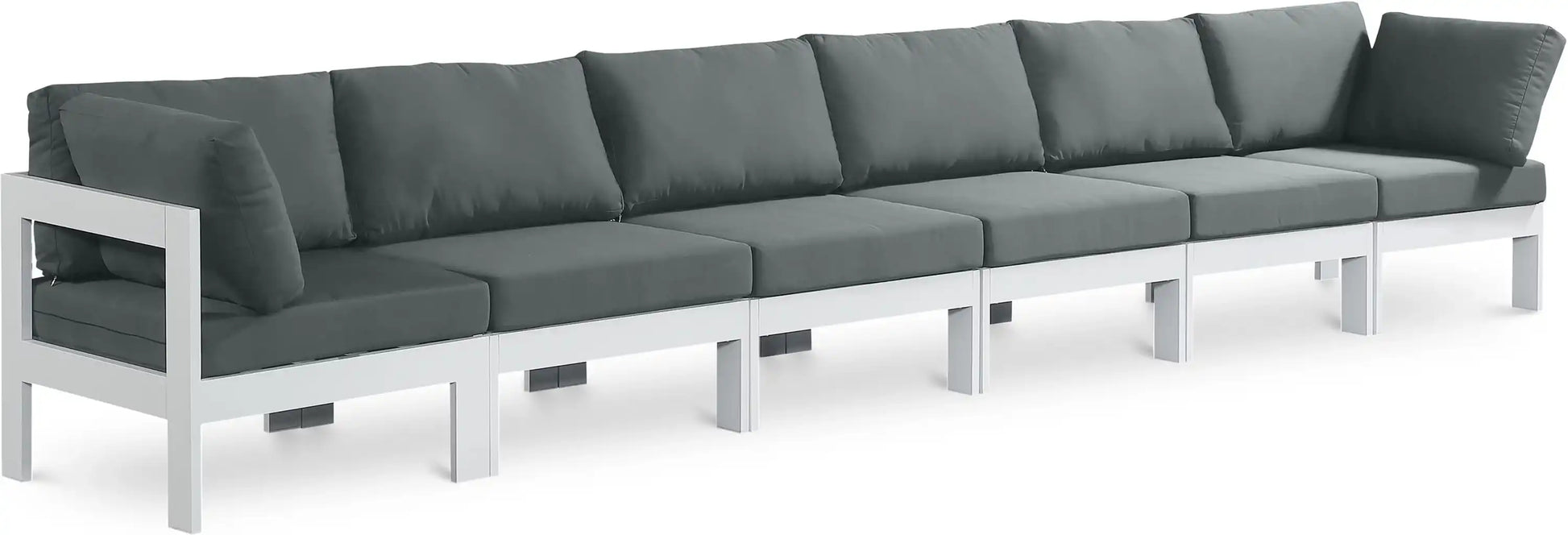 Nizuc - Outdoor Patio 6 Seat Modular Sofa With White Frame - Best Buy Furniture