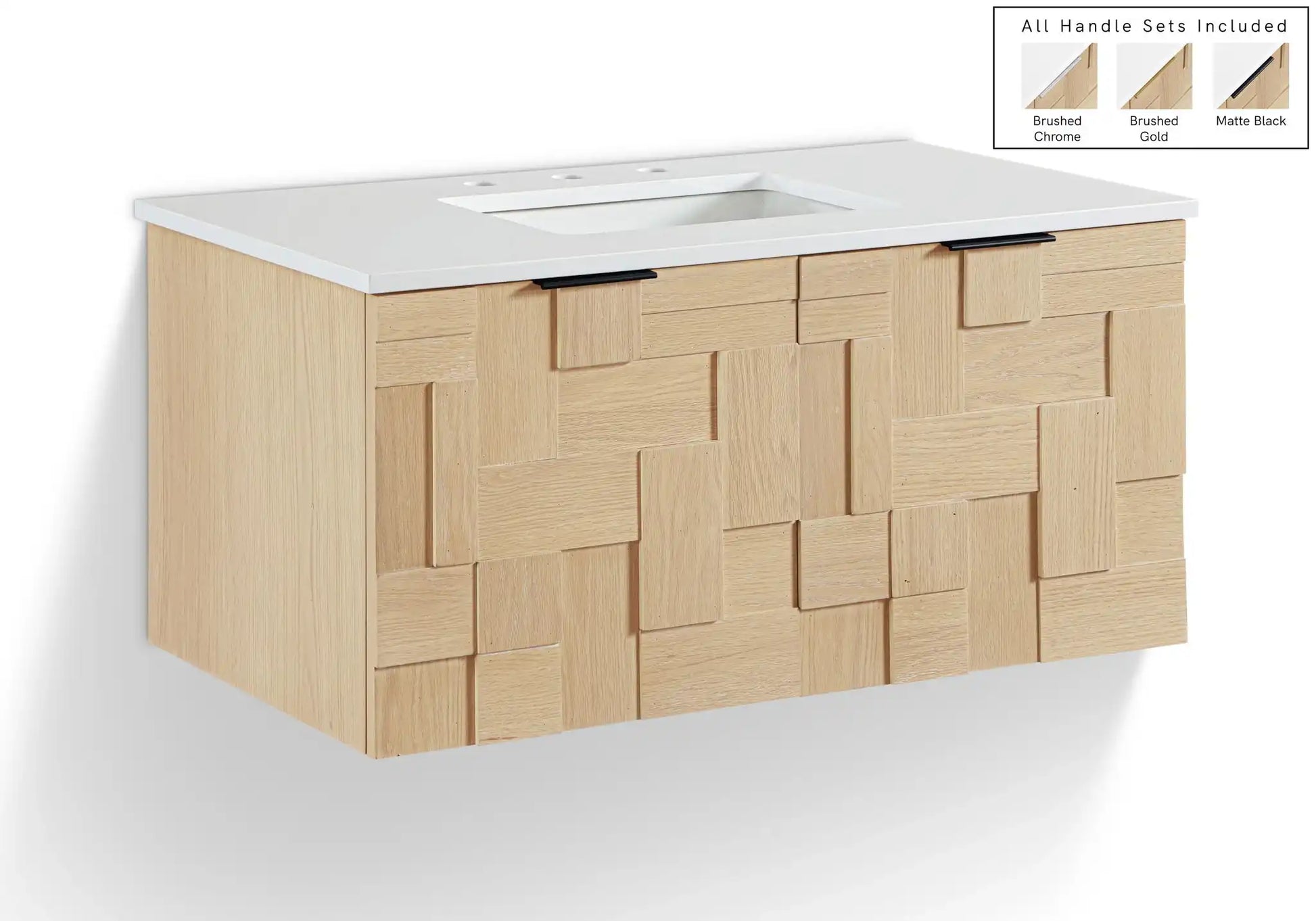 Leonardo - Engineered Stone And Solid Wood 24" Wall Mounted Bathroom Vanity - Best Buy Furniture