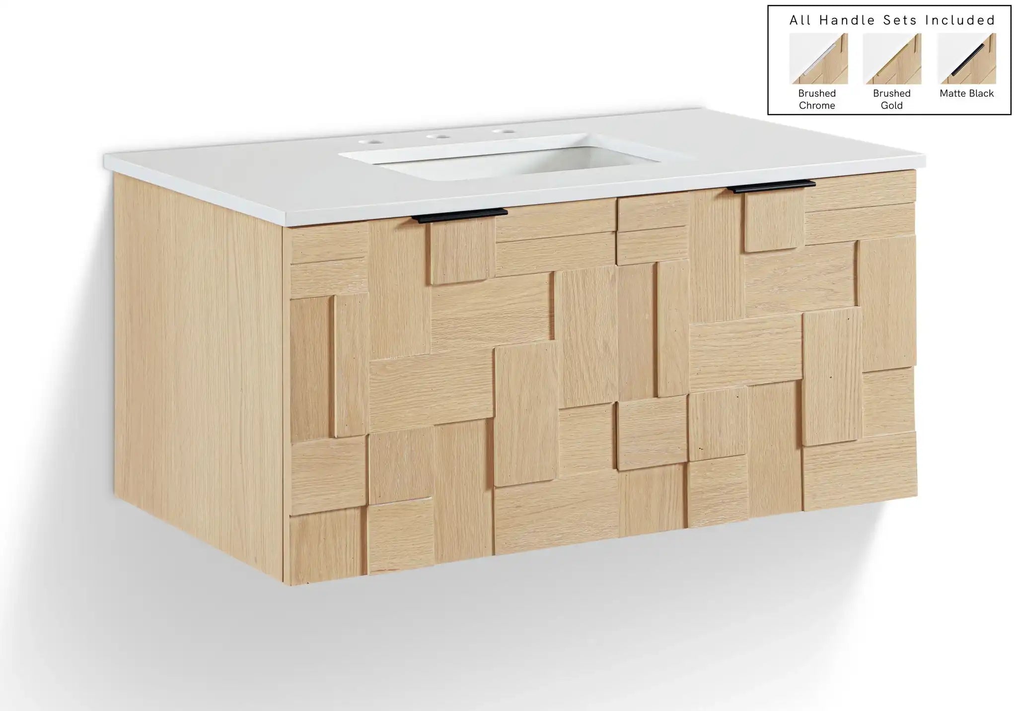 Leonardo - Engineered Stone And Solid Wood 24" Wall Mounted Bathroom Vanity - Best Buy Furniture