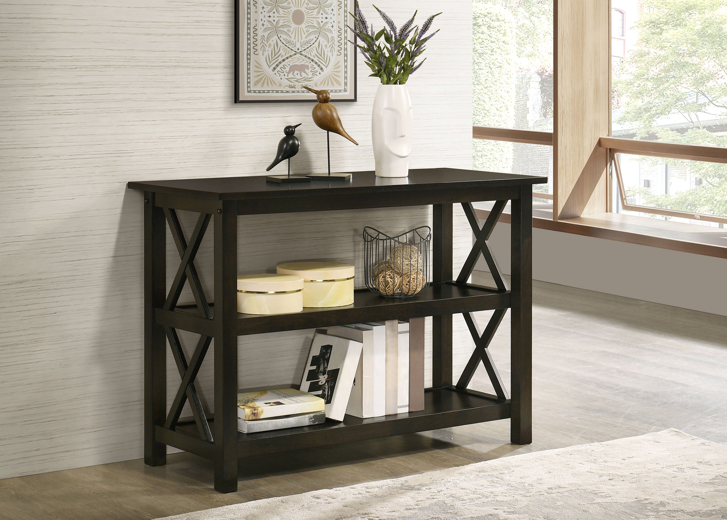Rachelle 2-shelf Wood Entryway Console Table Deep Merlot-CoasterEssence