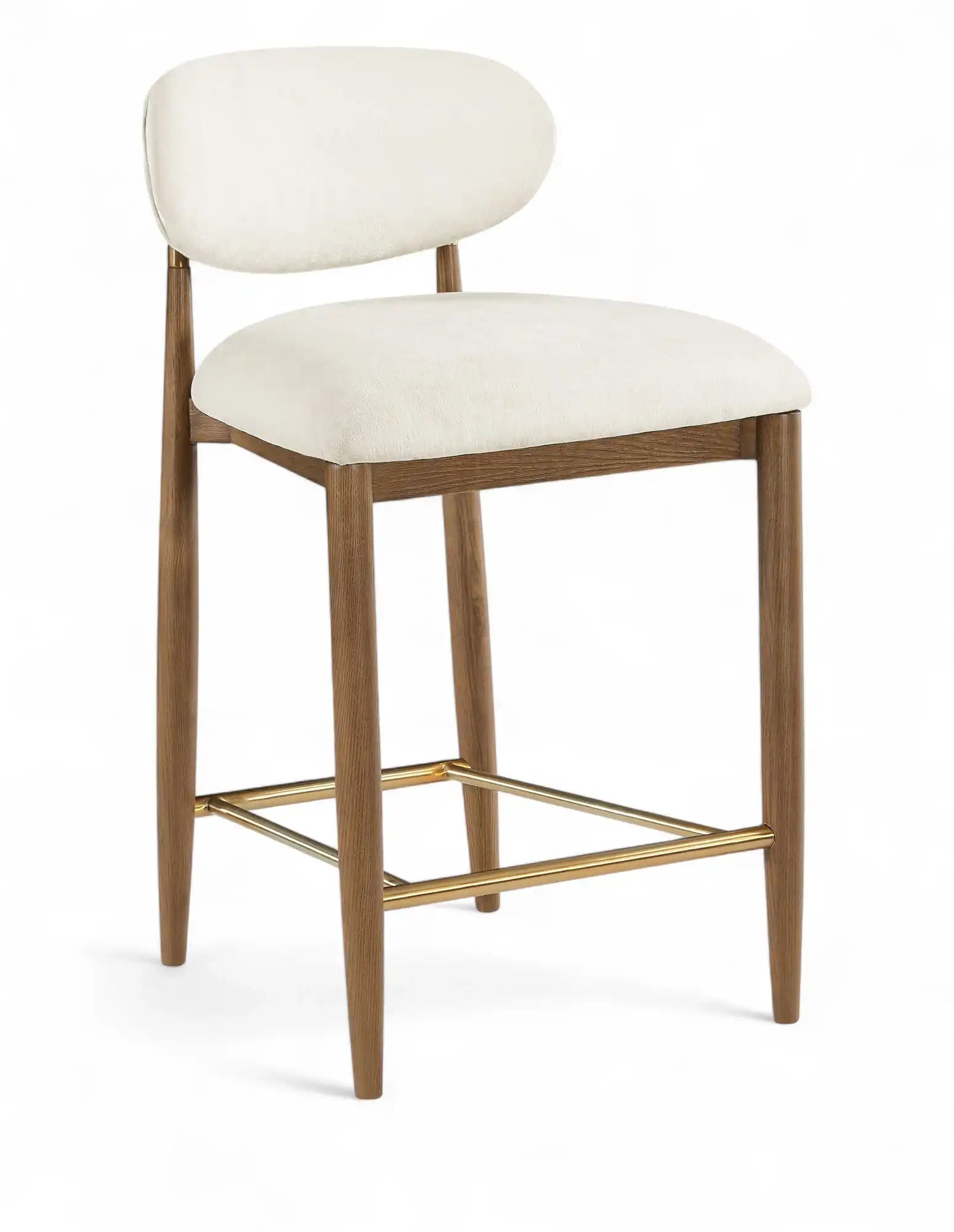 Riccio - Fabric Stool - Walnut Frame - Best Buy Furniture