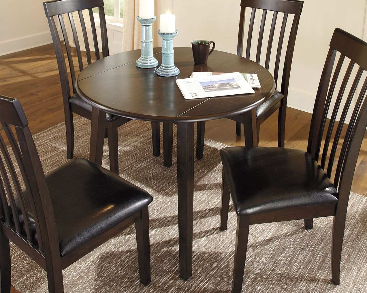 Hammis - Round DRM Drop Leaf Table - Dark Brown - Best Buy Furniture
