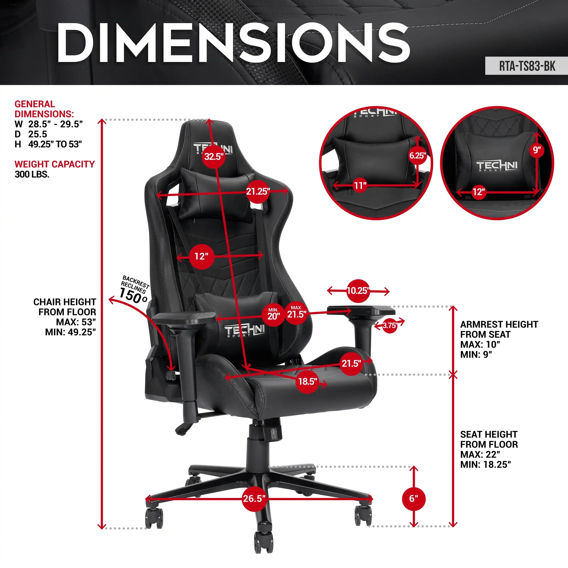 Techni Sport TS-83 Ergonomic High Back Racer Style PC Gaming Chair, Black - Best Buy Furniture