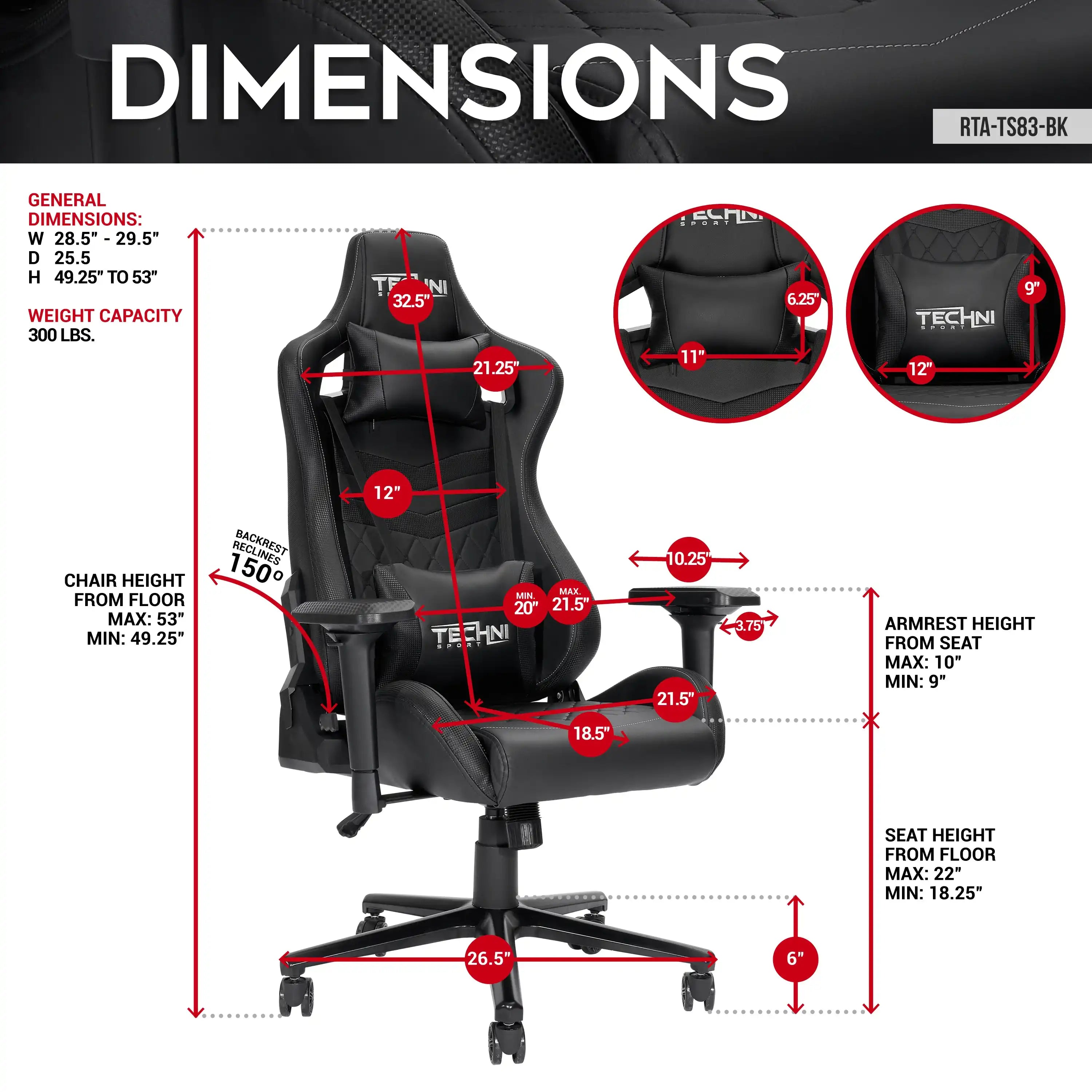 Techni Sport TS-83 Ergonomic High Back Racer Style PC Gaming Chair, Black - Best Buy Furniture