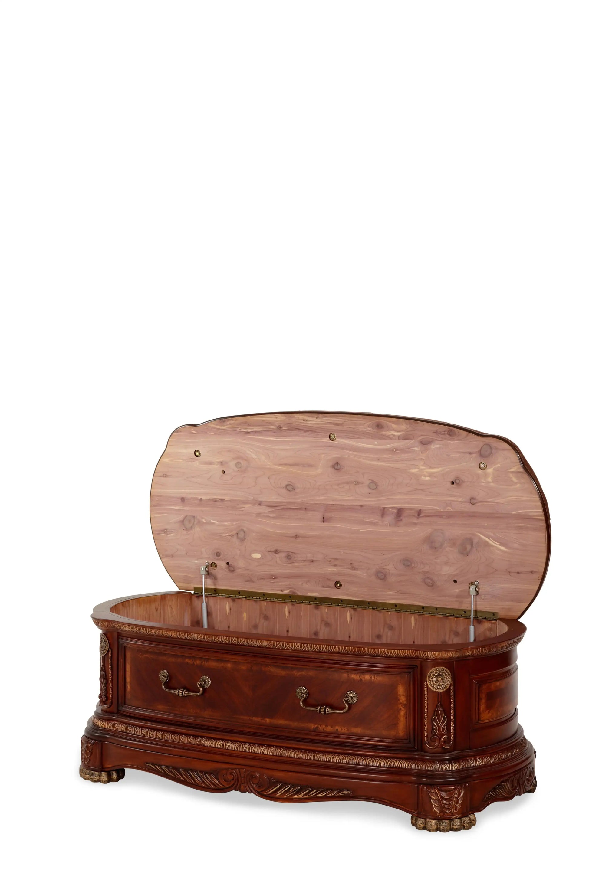 Cortina - Leather Bedside Bench - Honey Walnut - Best Buy Furniture