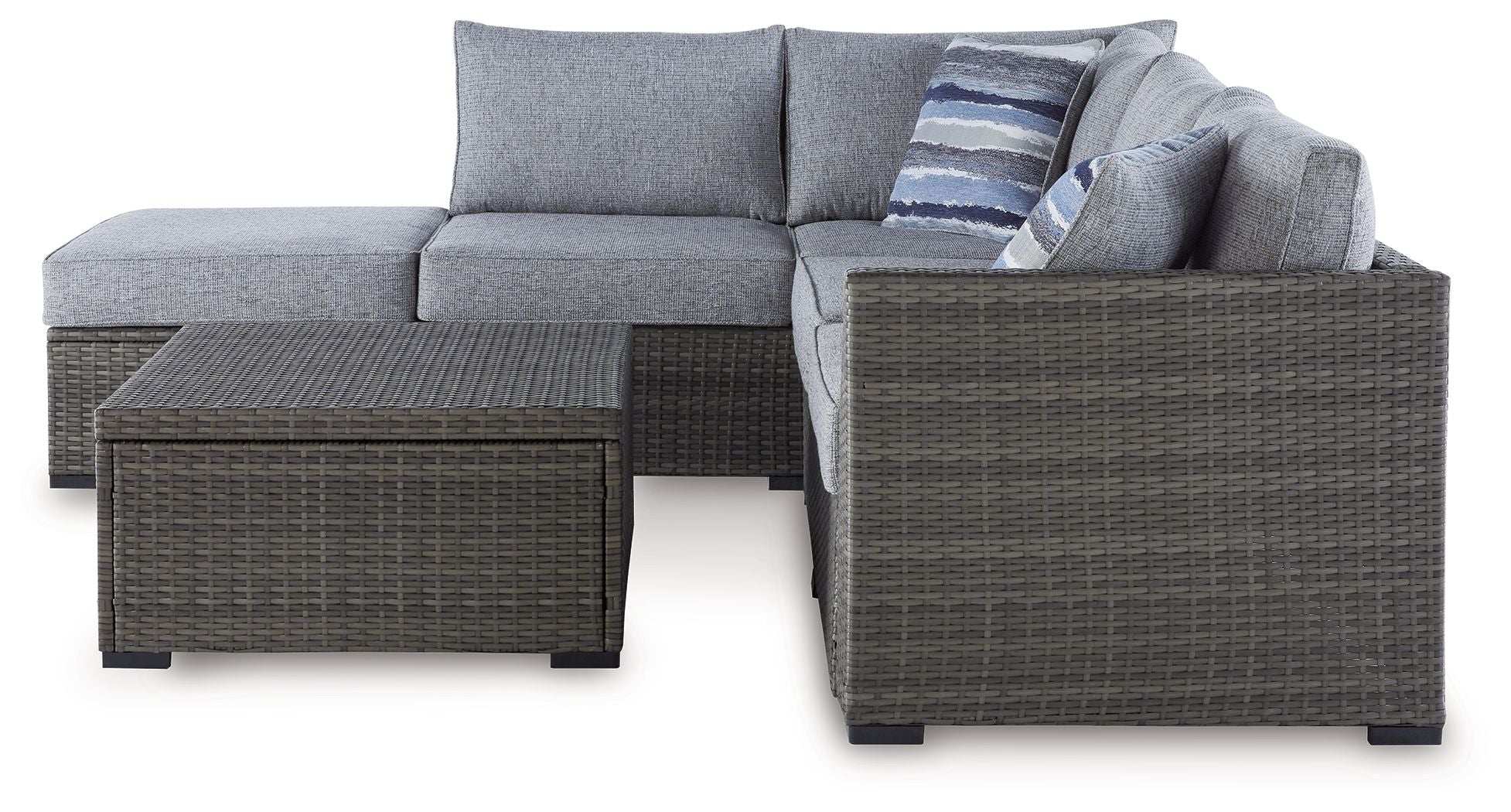 Petal Road - Loveseat Sectional, Ottoman, Table Set (Set of 4) - Gray - Best Buy Furniture