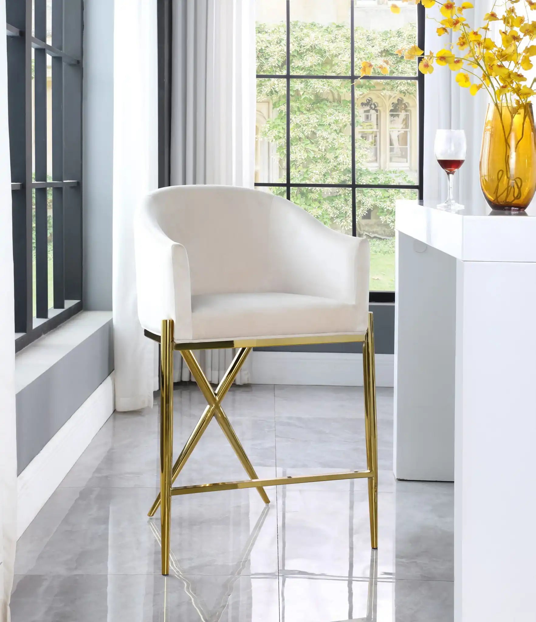 Xavier - Counter Stool with Gold Legs