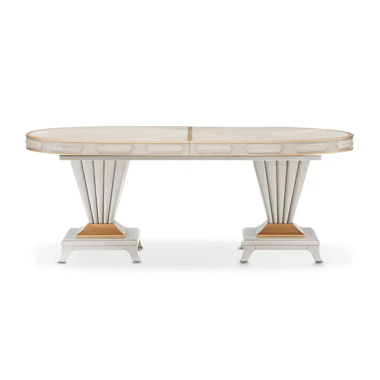 St. Charles - Double Pedestal Dining Table - Dove Gray - Best Buy Furniture