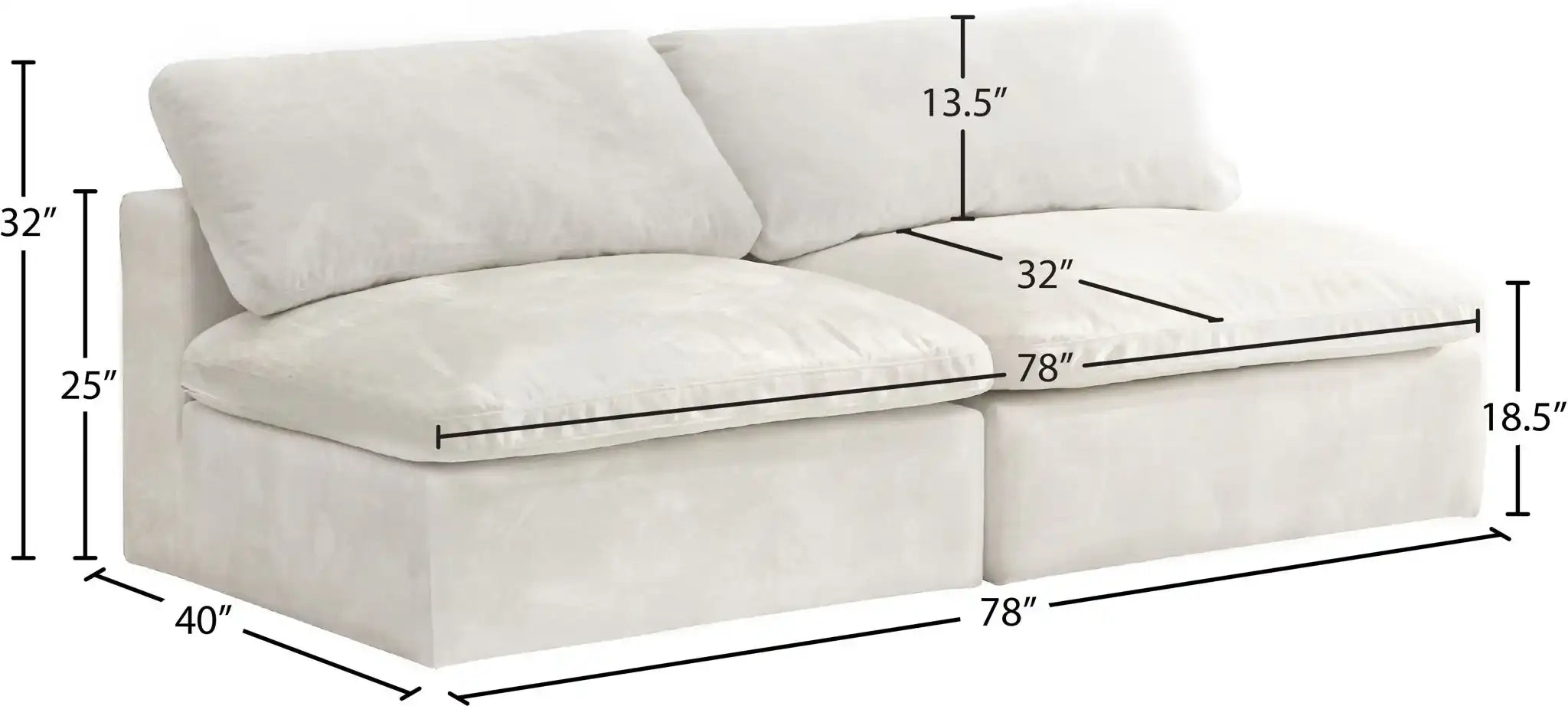 Cozy - Modular Armless 2 Seat Sofa