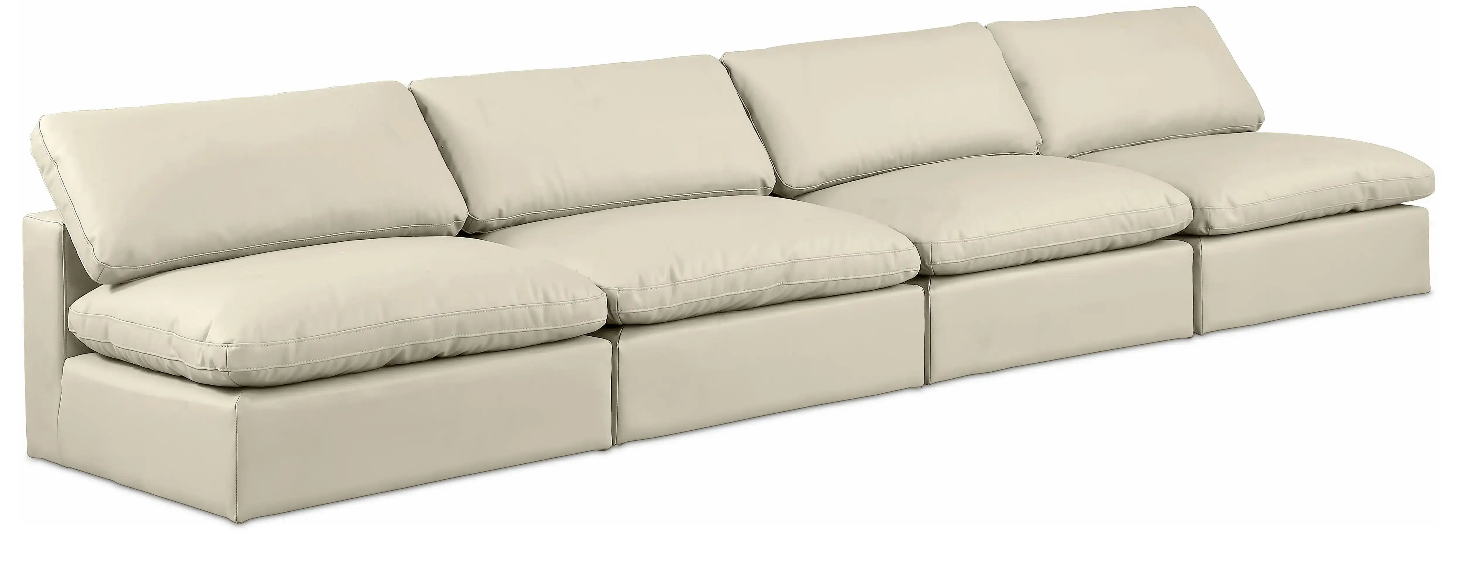 Comfy - Faux Leather Modular Armless Sofa 4 Seats - Best Buy Furniture