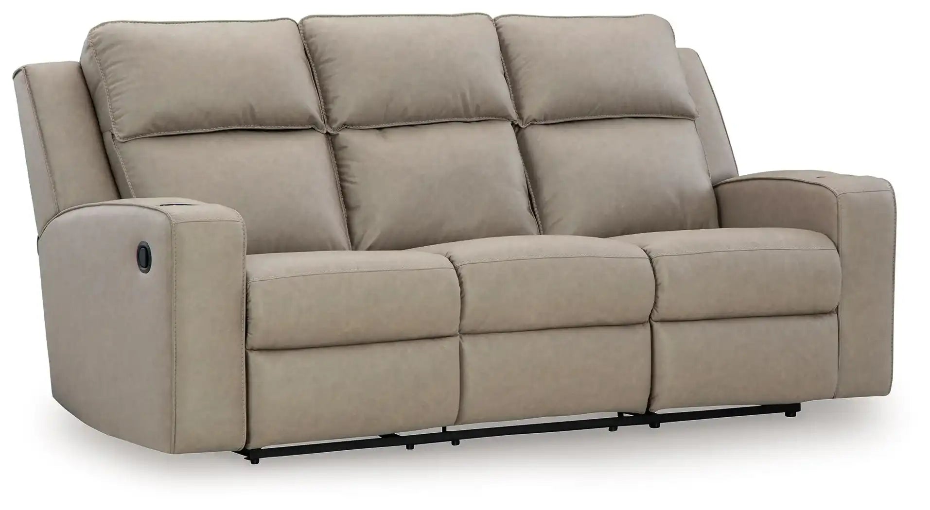 Lavenhorne - Rec Sofa W/Drop Down Table - Pebble - Best Buy Furniture