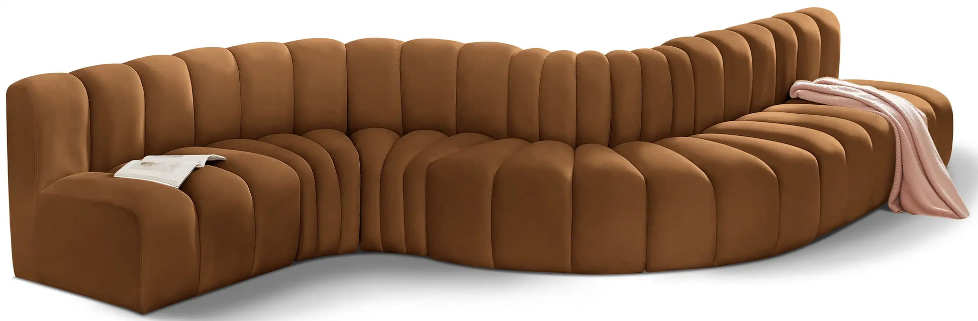 Arc - Velvet 7 Piece Modular Sofa - Saddle - Best Buy Furniture