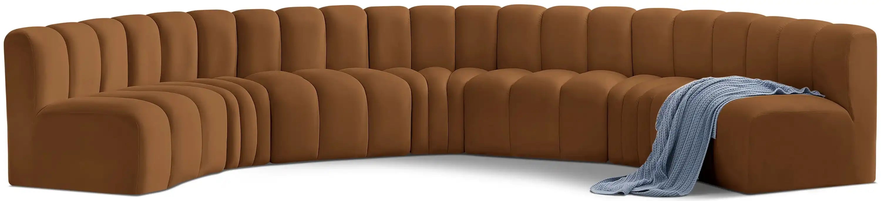 Arc - Velvet 7 Piece U-Shaped Modular Sofa - Saddle - Best Buy Furniture