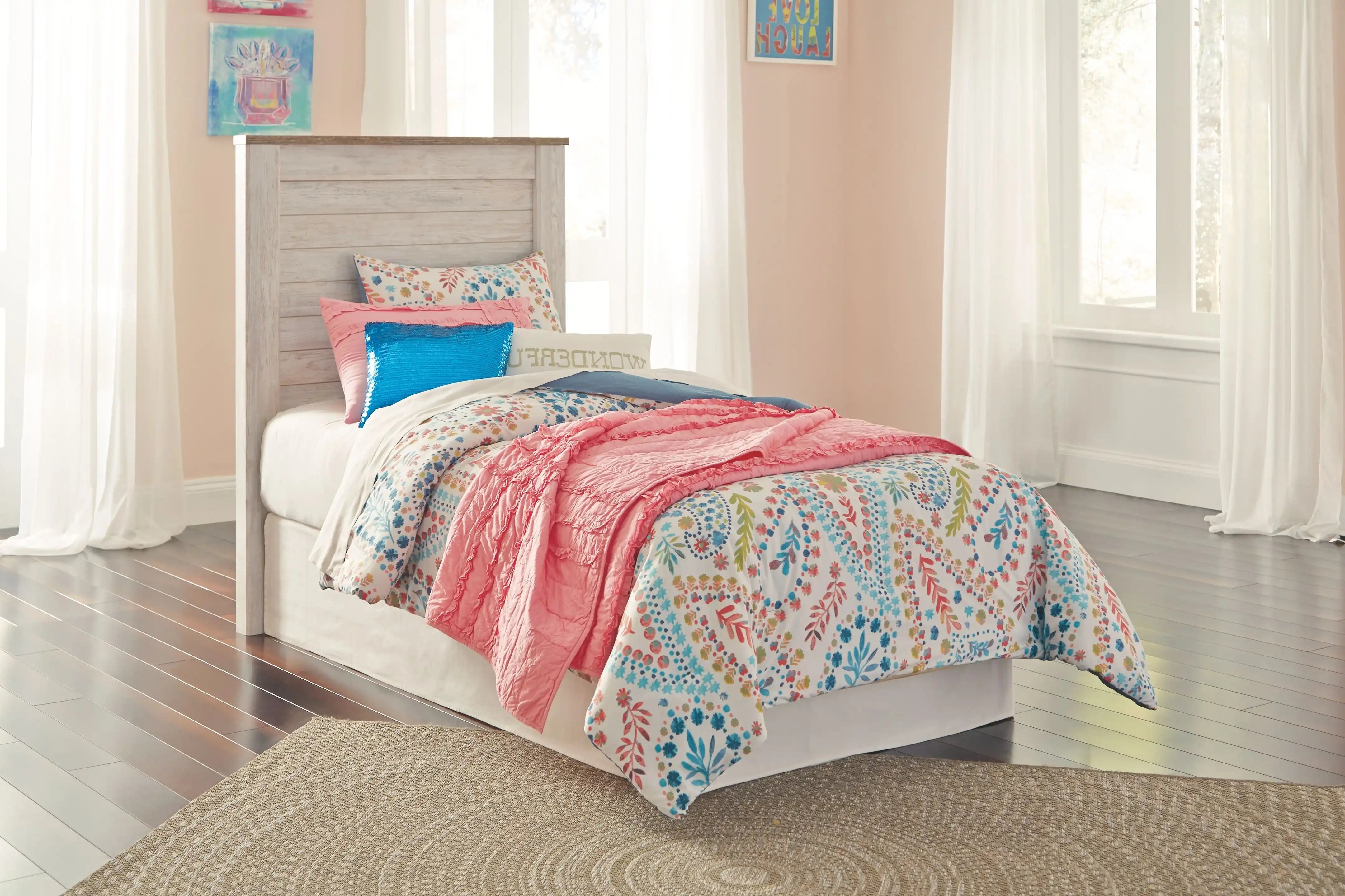 Willowton - Panel Headboard With Bolt On Bed Frame - Best Buy Furniture