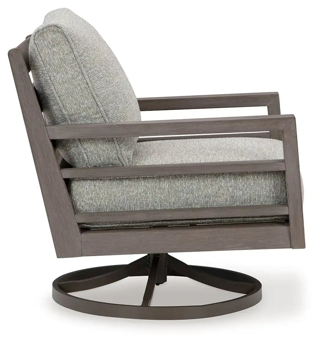 Hillside Barn - Swivel Lounge W/ Cushion - Gray / Brown - Best Buy Furniture