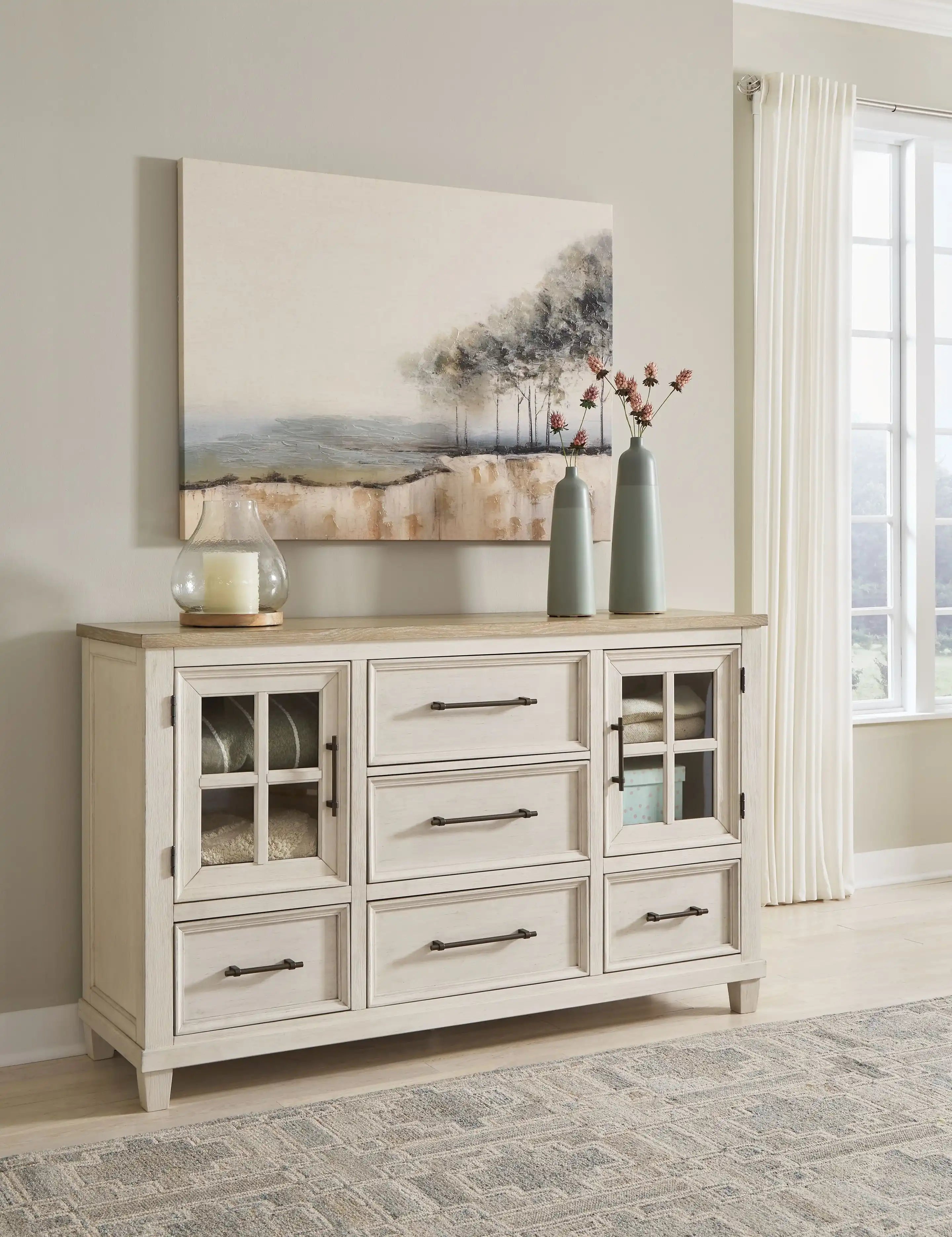Shaybrock - Dresser - Antique White / Brown - Best Buy Furniture