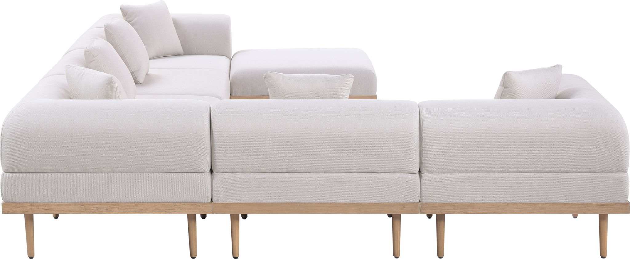 Laguna - 7 Piece Resilient Water Resistant Fabric 142" Upholstered Outdoor Patio Modular Sectional
