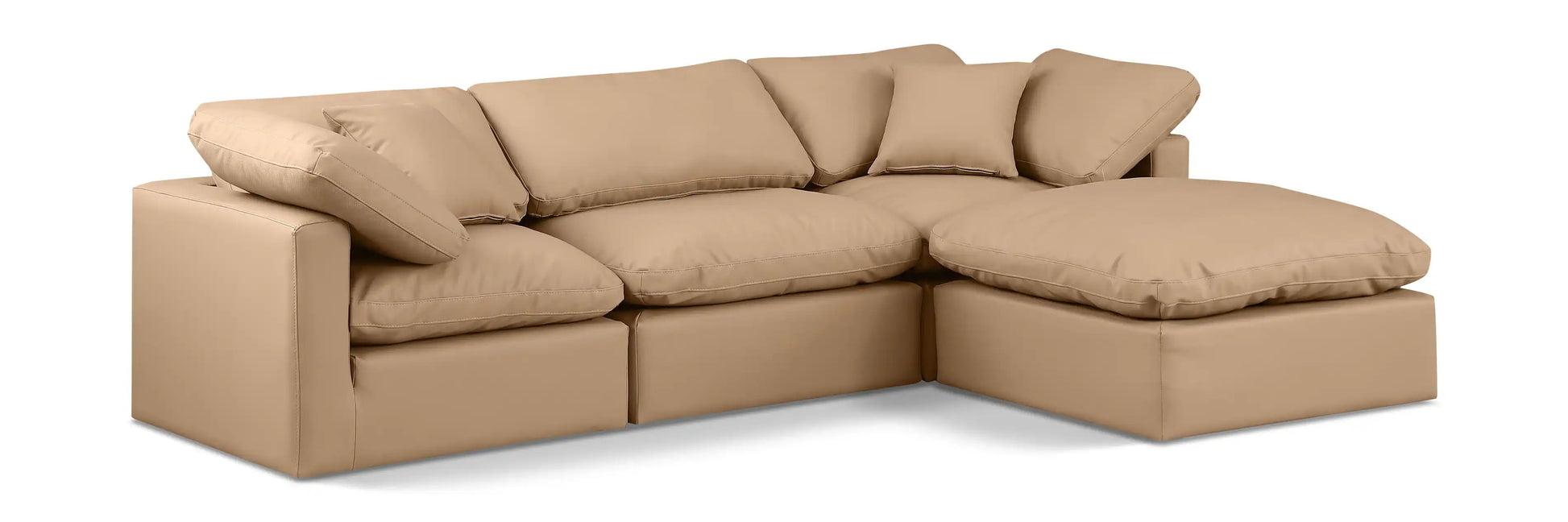 Indulge - Faux Leather 4 Piece Modular Sectional With Chaise - Tan - Best Buy Furniture