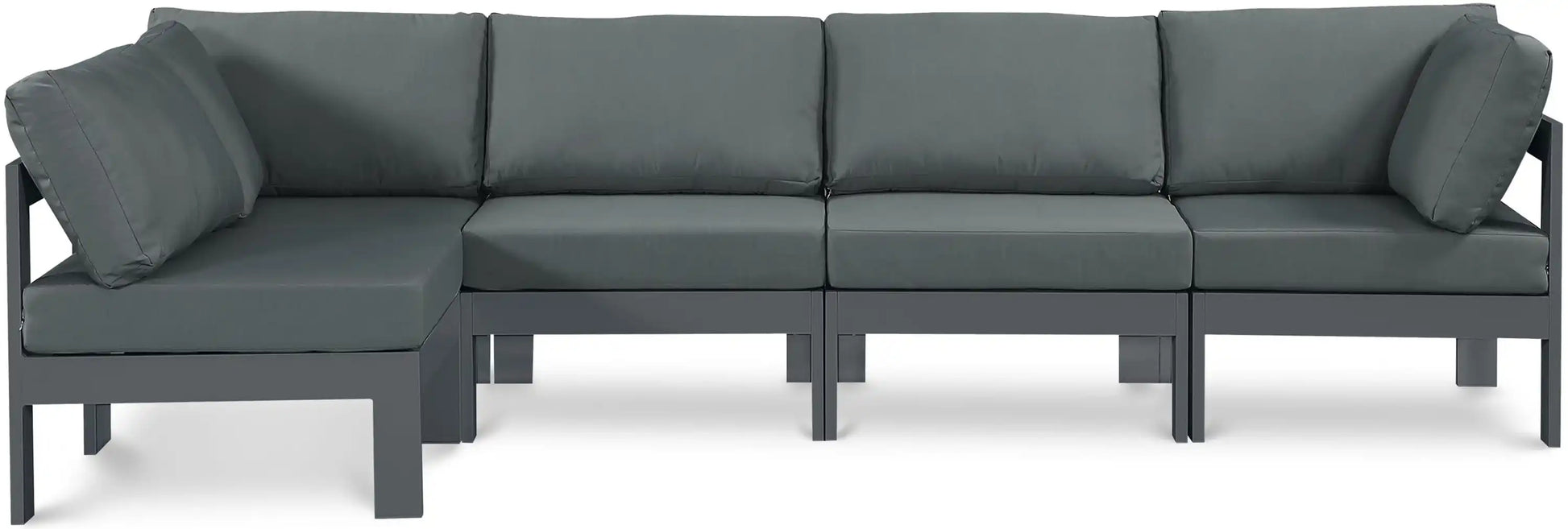 Nizuc - Outdoor Patio 5 Piece Modular Sectional With Gray Frame - Best Buy Furniture