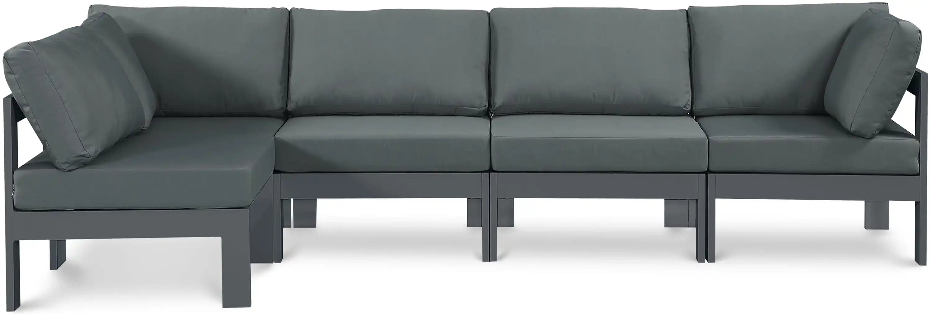 Nizuc - Outdoor Patio 5 Piece Modular Sectional With Gray Frame - Best Buy Furniture