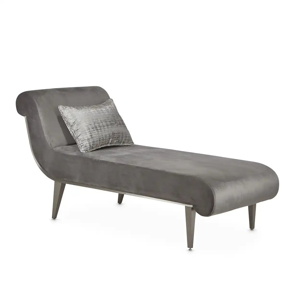 Roxbury Park - Velvet Chaise - Gray Pearl / Stainless Steel - Best Buy Furniture