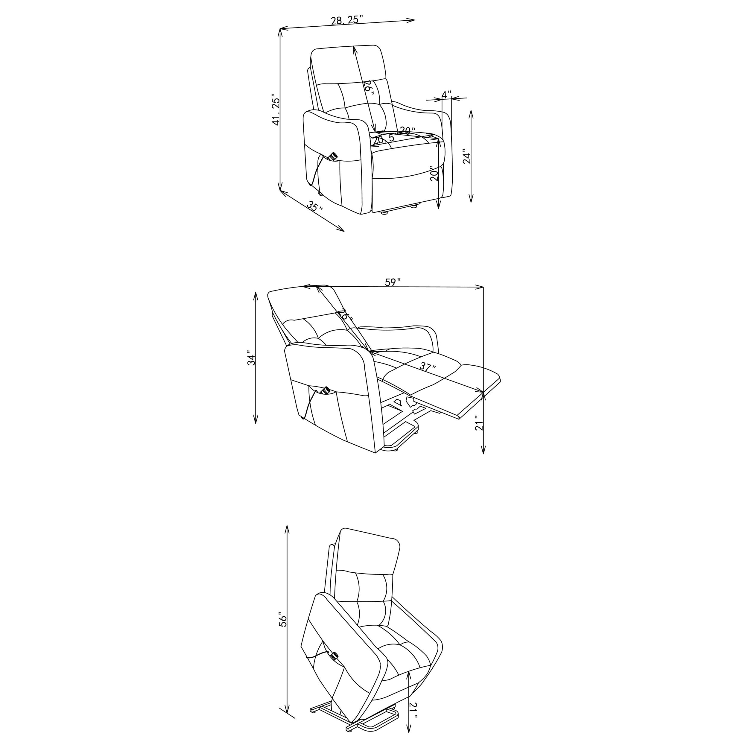 Dayes Upholstered Power Lift Recliner Chair Light Grey-