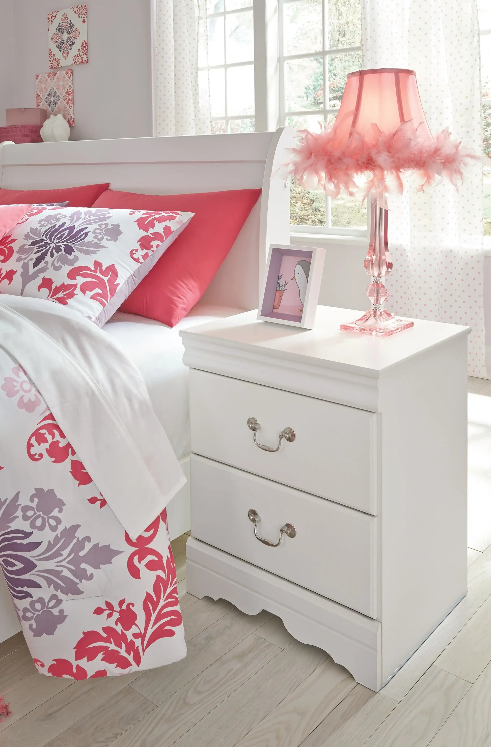 Anarasia - Two Drawer Night Stand - White - Best Buy Furniture