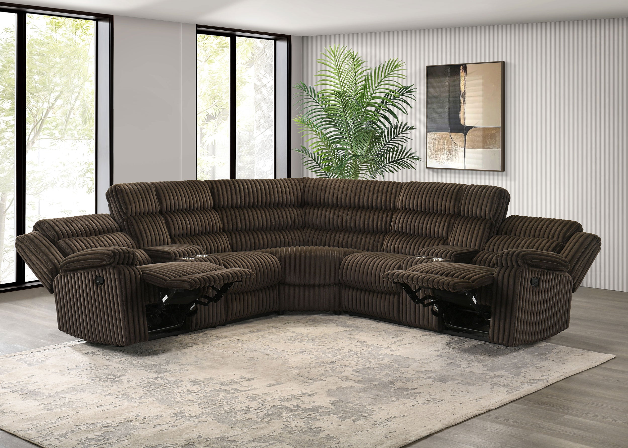 Atkinson Upholstered Reclining Sectional Sofa Chocolate-