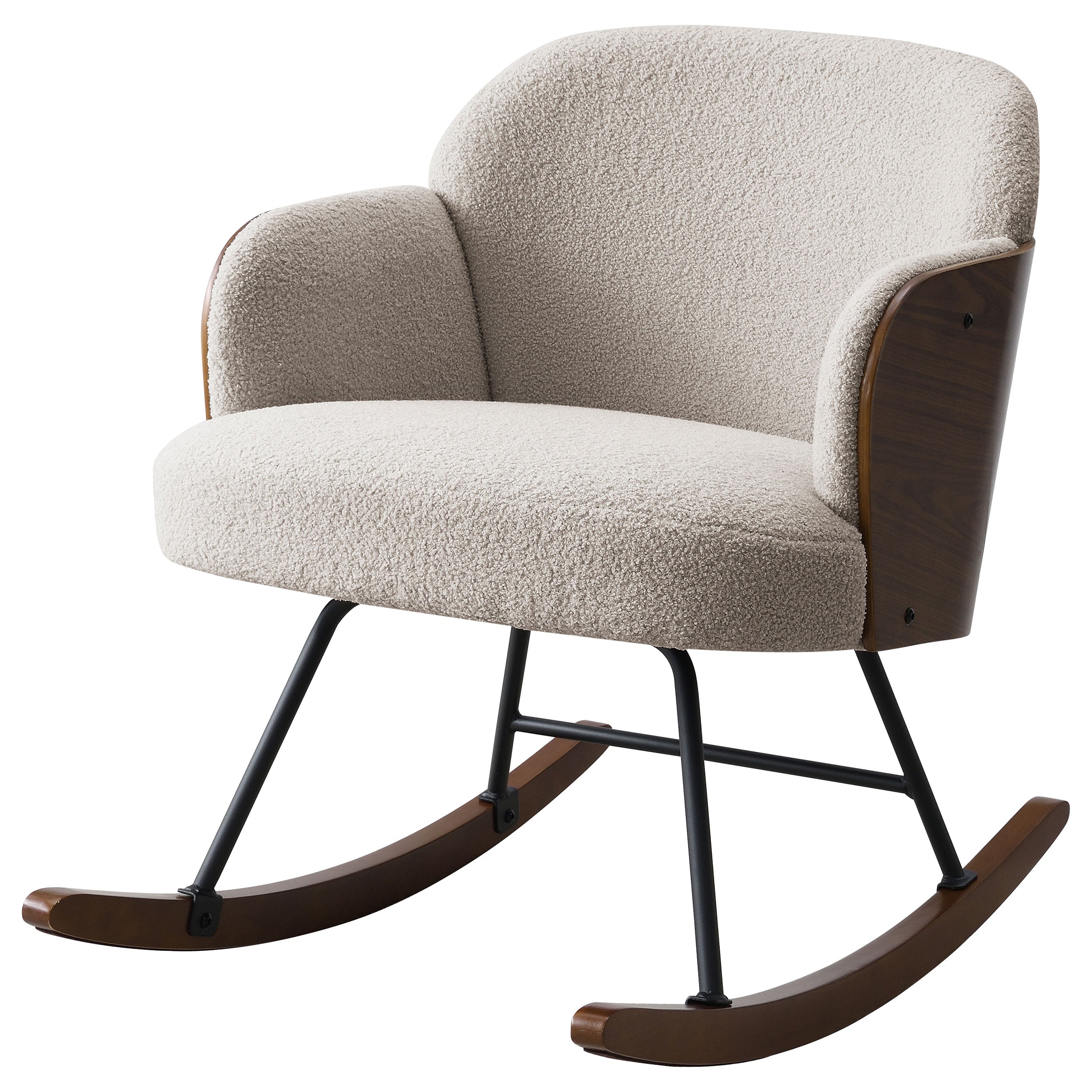 Paige Boucle Upholstered Mid Back Rocking Chair Beige-