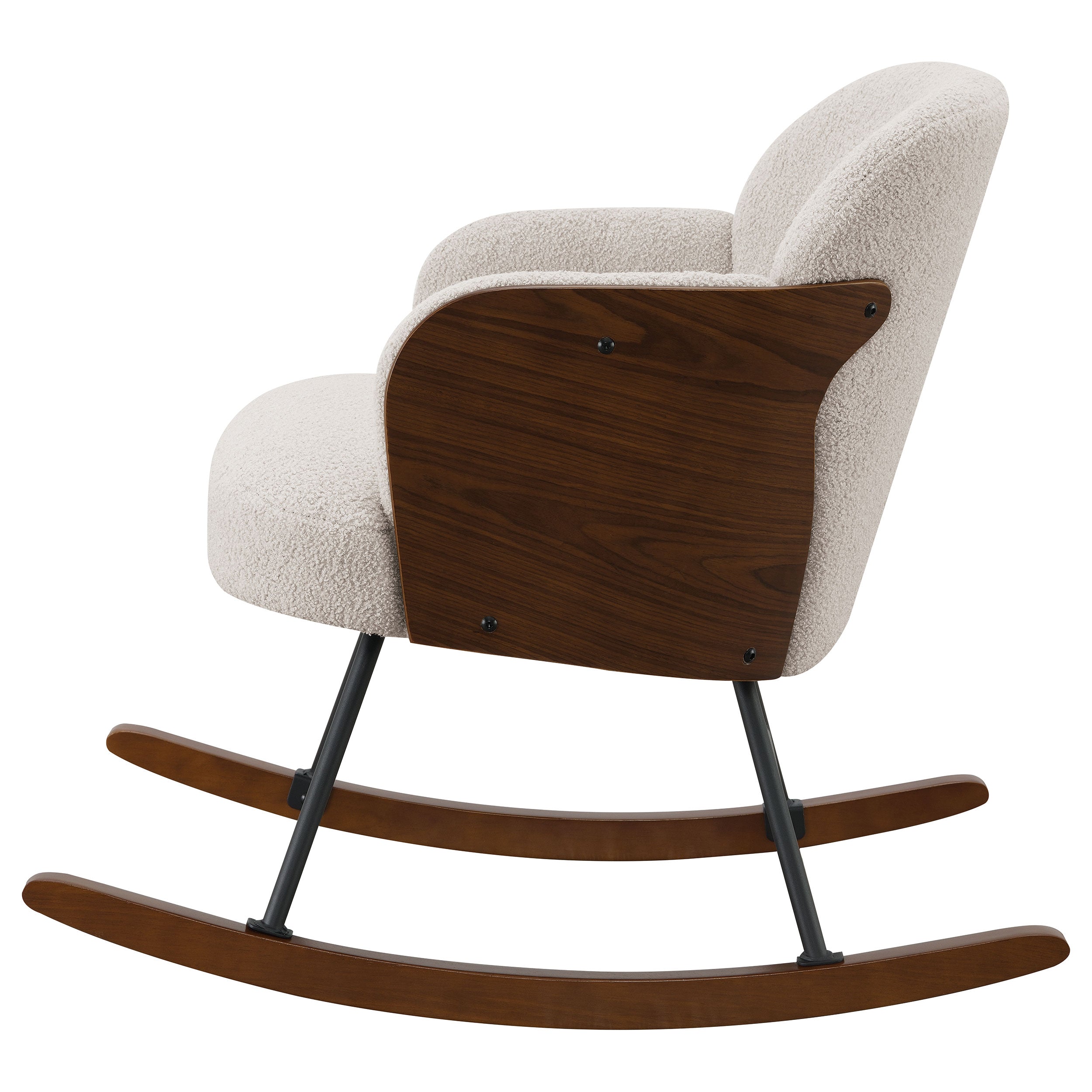 Paige Boucle Upholstered Mid Back Rocking Chair Beige-